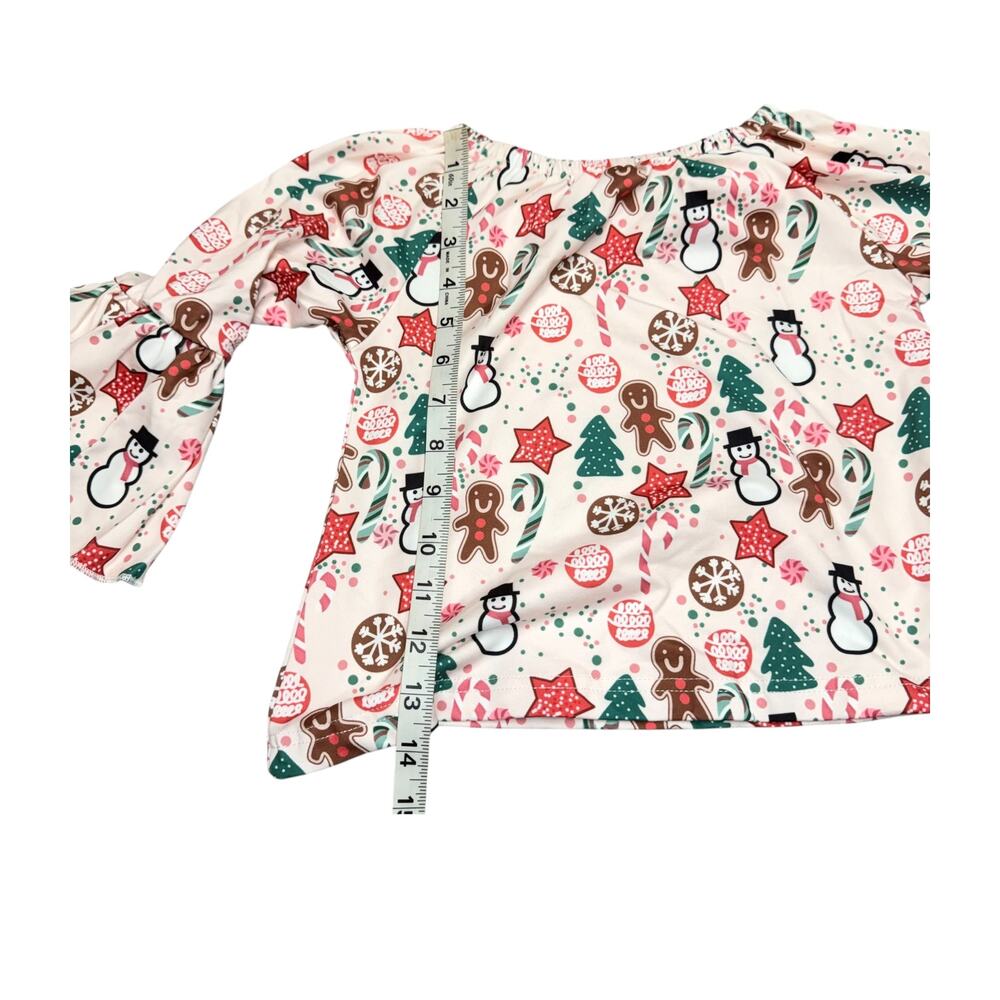Girls Christmas Bell Sleeve & Velvet Pants Set 5Y - Picture 3 of 9